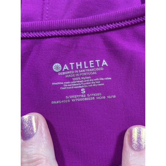 Athleta Foothill Tank Top Shirt Pink Exotic Fuchsia Small Split Back Laser Cut - Picture 5 of 10